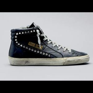 Golden Goose black studded mid-top sneakers